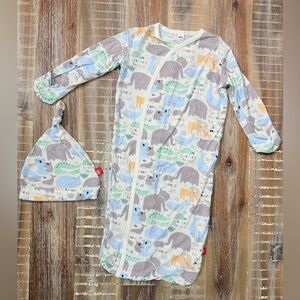 Magnetic Me Animal Print Newborn Modal Sleep Sack Gown with Hat